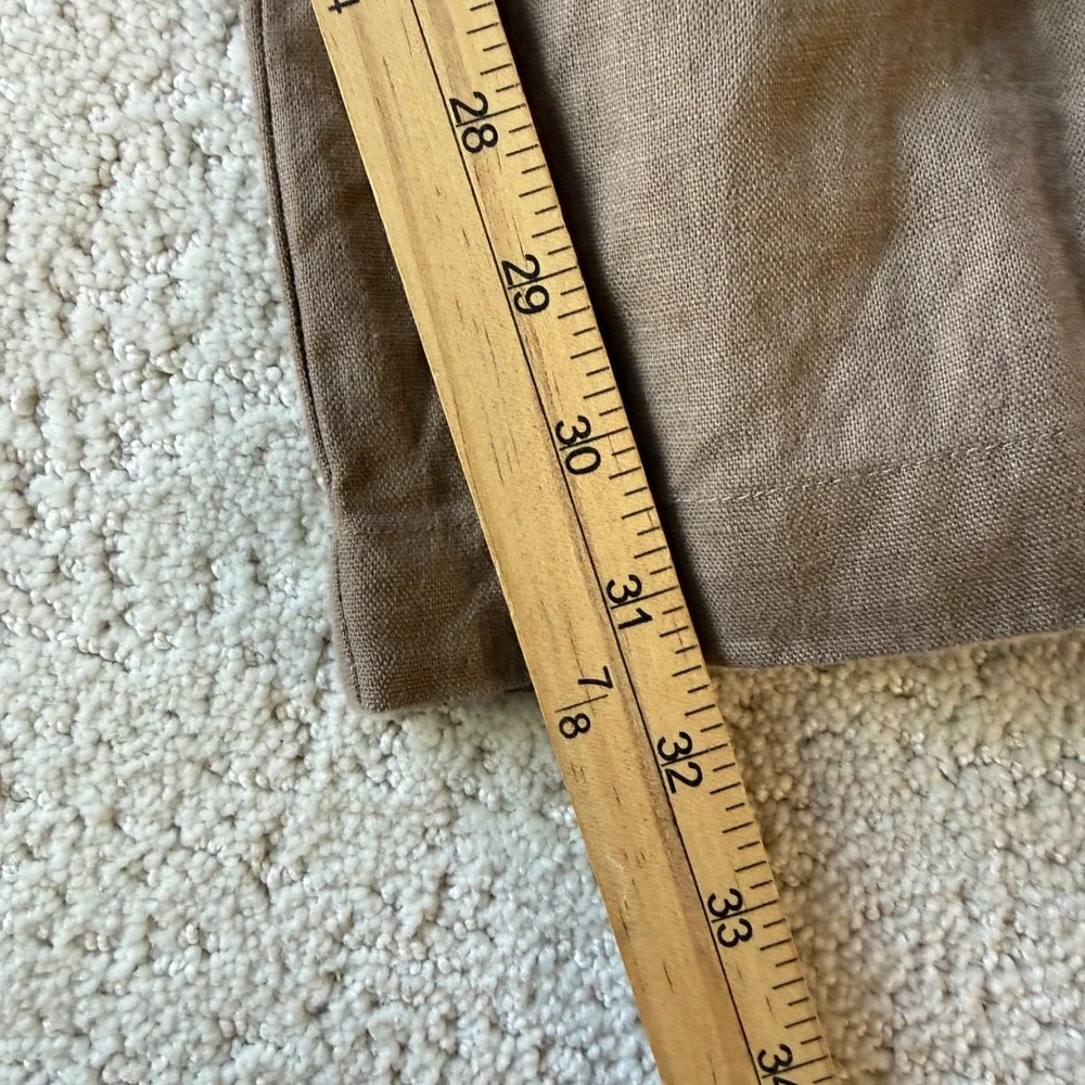Reformation Mason Pants Women 10 Tan $188 100% Linen High Rise Wide Leg
